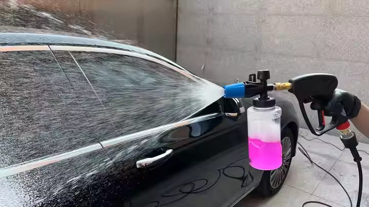foam cannon in use