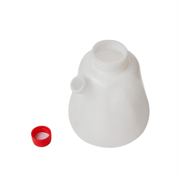 white bottle and red cap