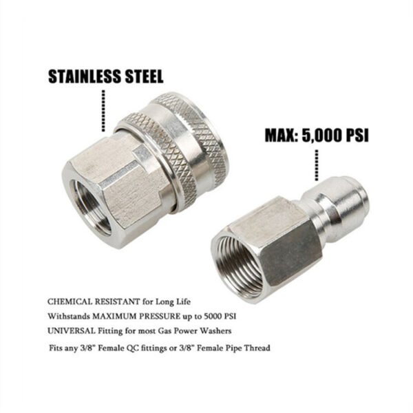 5000 PSI 3/8 Inch Stainless Steel Quick Connect Kit-OnniLuLu - Image 4