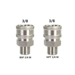 Pressure Washer Stainless Steel 3/8 BSP NPT Male 3/8" Quick Socket