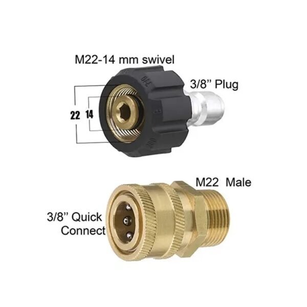 dimension of Metric M22 14mm Swivel to M22 Male Fitting