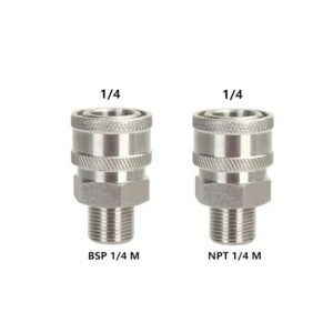 Stainless Steel 1/4 Quick Socket Coupling 1/4 BSP Male and 1/4 NPT Male