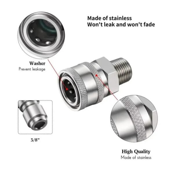 5000PSI 3/8 NPT Male and Female Quick Connector Kit Stainless Steel-OnniLuLu - Image 3