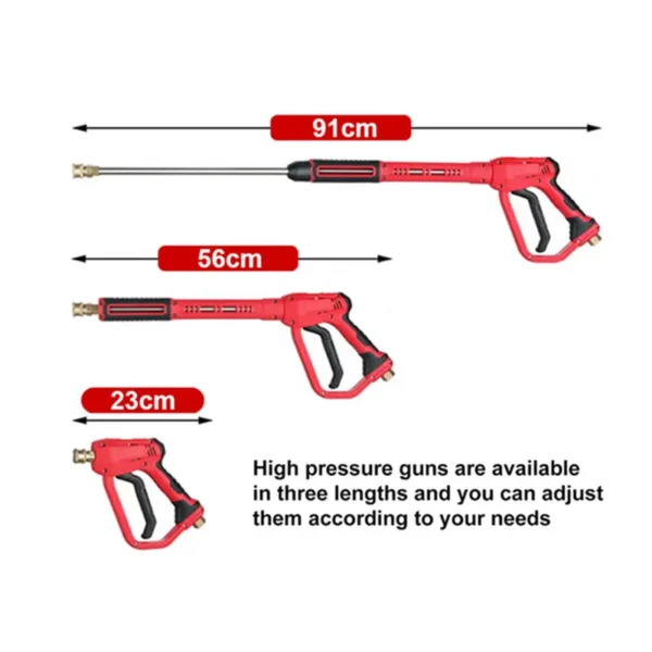 three sizes of red trigger gun