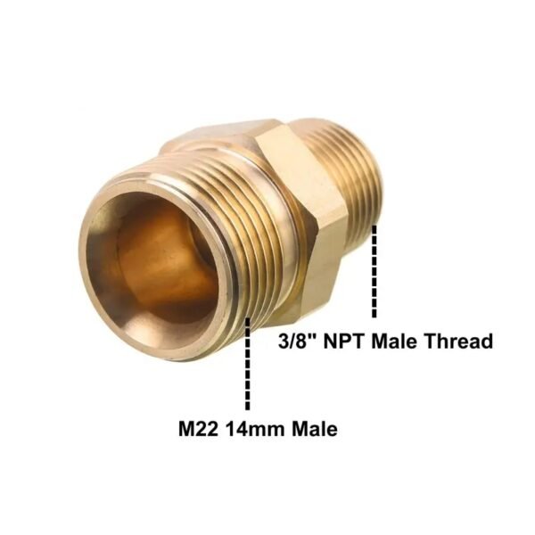 3/8 Inch NPT Male to M22 14mm Male Adapter