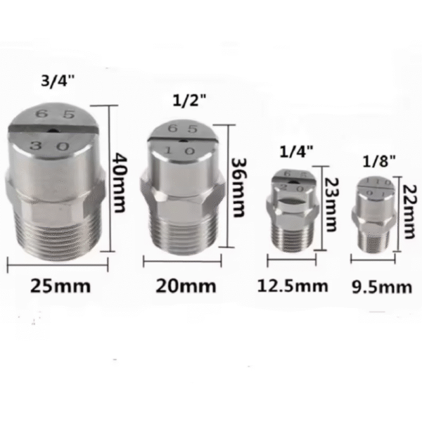 size of Flat Fan Spray Nozzle