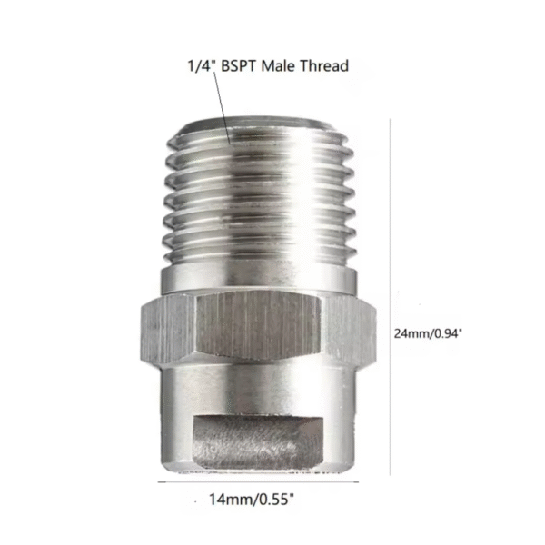 Dimension of Flat Fan Spray Nozzle